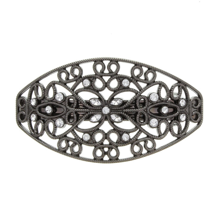 Barrette &agrave; cheveux ovale orn&eacute;e de bijoux,