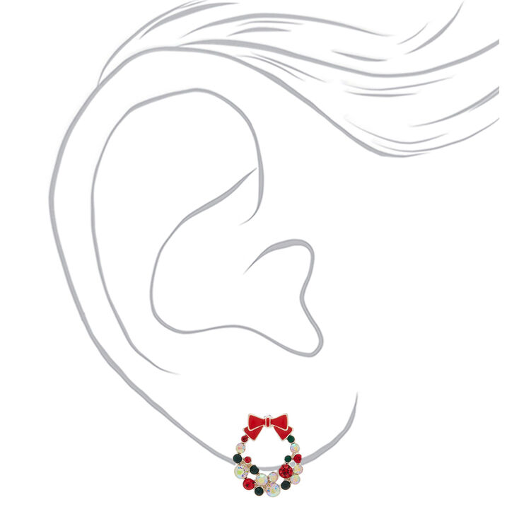 Boucles D Oreille Couronne De Noel Avec Strass Couleur Argente Claire S Fr