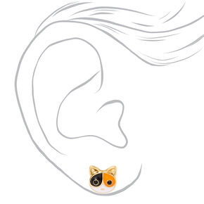 18kt Gold Plated Calico Cat Stud Earrings,
