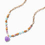 Purple Heart Wood Beaded Pendant Necklace ,