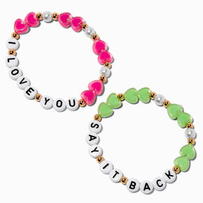 Best Friends &#39;&#39;I Love You&#39;&#39; &amp; &#39;&#39;Say It Back&#39;&#39; Beaded Stretch Bracelets - 2 Pack,