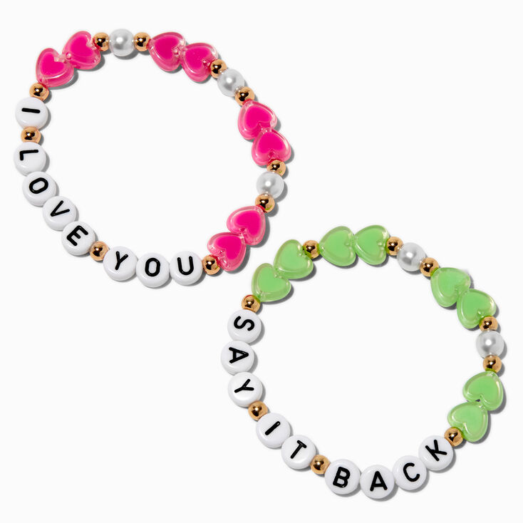 Best Friends &#39;&#39;I Love You&#39;&#39; &amp; &#39;&#39;Say It Back&#39;&#39; Beaded Stretch Bracelets - 2 Pack,