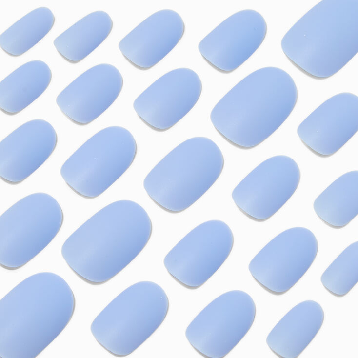 Matte Baby Blue Medium Oval Vegan Faux Nail Set - 24 Pack,