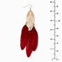 Red Feather 6&quot; Gold-tone Drop Earrings,