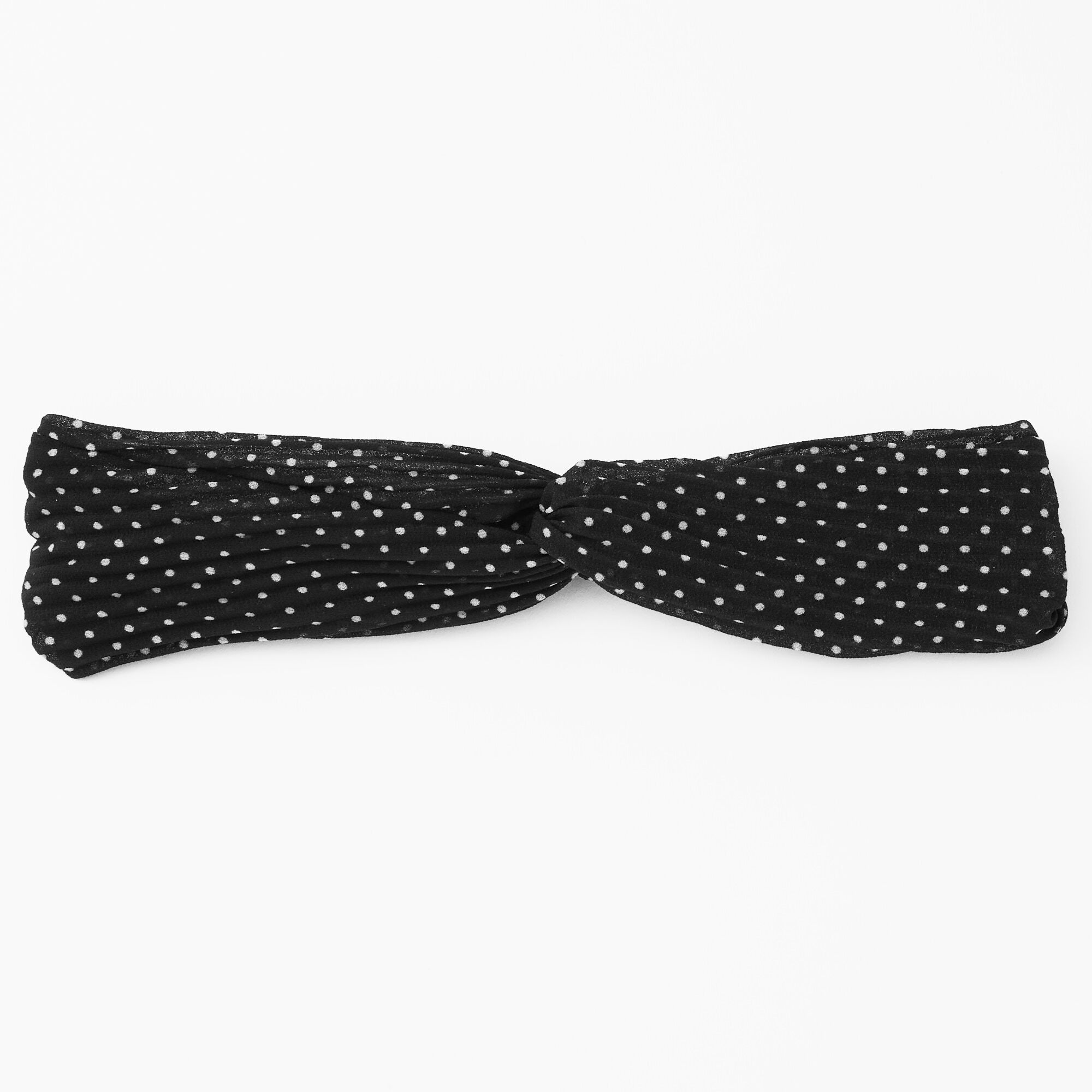 Claire's Club Twisted Polka Dot Headwrap - Black,