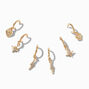 Gold-tone Lightning Bolt, Heart, Starburst Earring Stackables Set - 3 Pack,