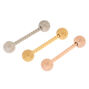 Mixed Metal 14G Twisted Barbell Tongue Rings - 3 Pack,