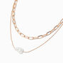 Collier multi-rangs perle d&#39;imitation couleur dor&eacute;e,