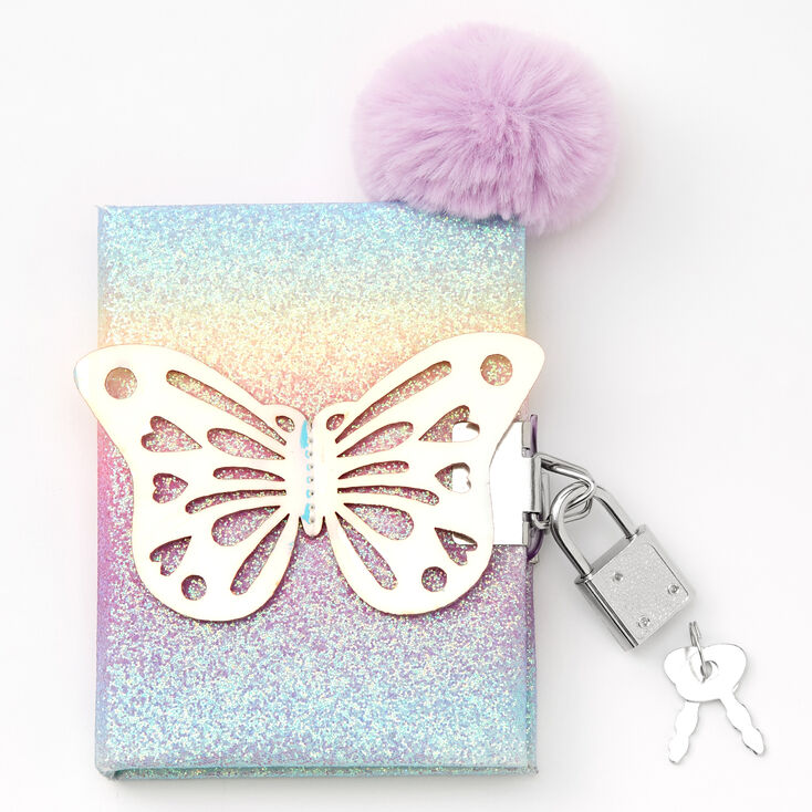 Claire&#39;s Club Rainbow Butterfly Mini Lock Diary,
