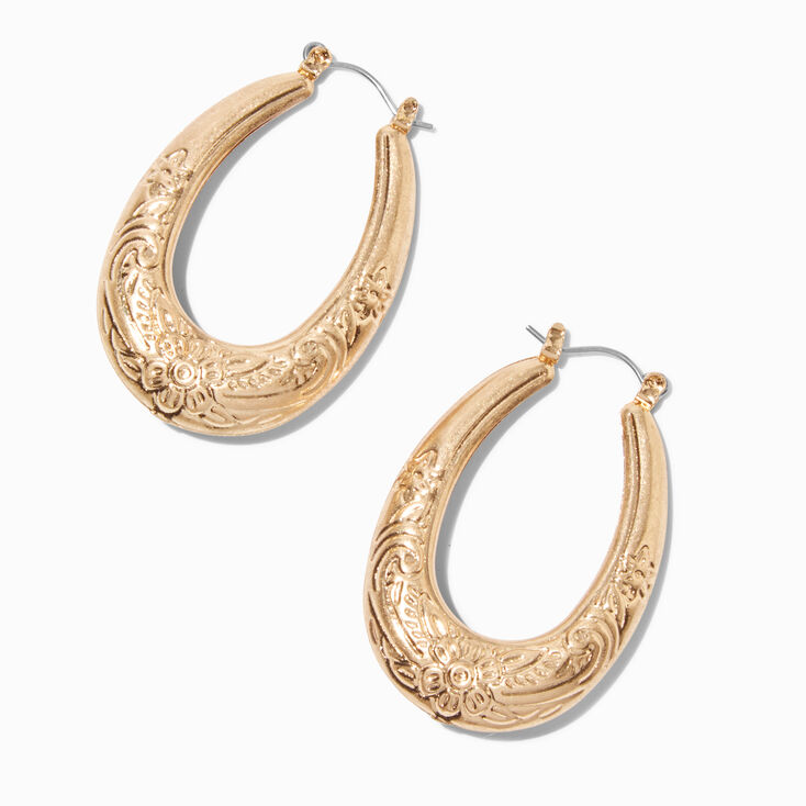 Current Obsession Textured Boho Oval Hoop Earrings,