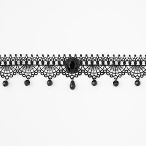 Black Beaded Lace Choker Necklace,