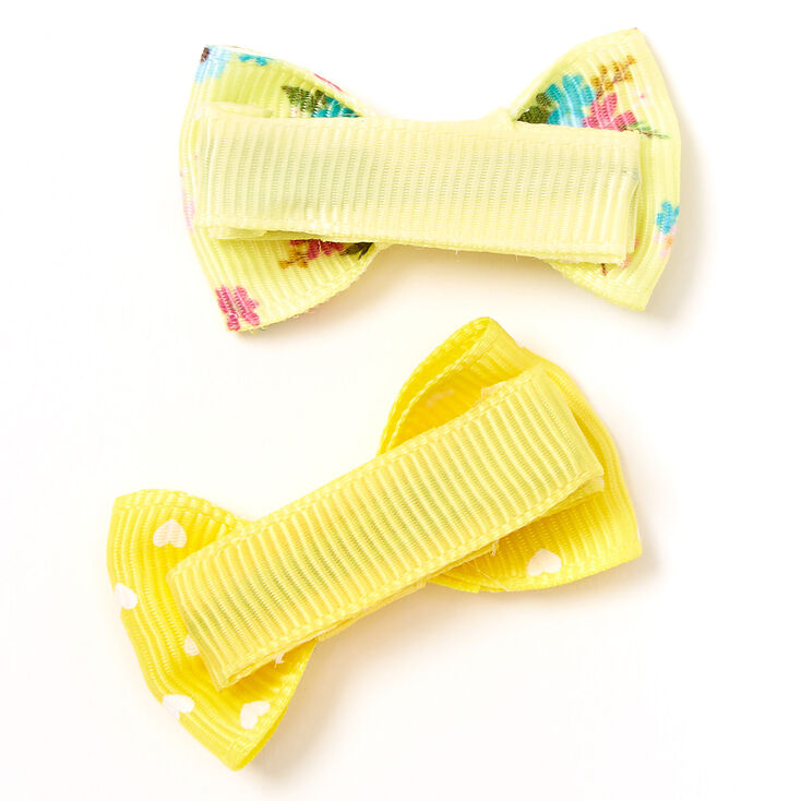 Claire&#39;s Club Floral Polka Dot Bow Hair Clips - Yellow, 6 Pack,