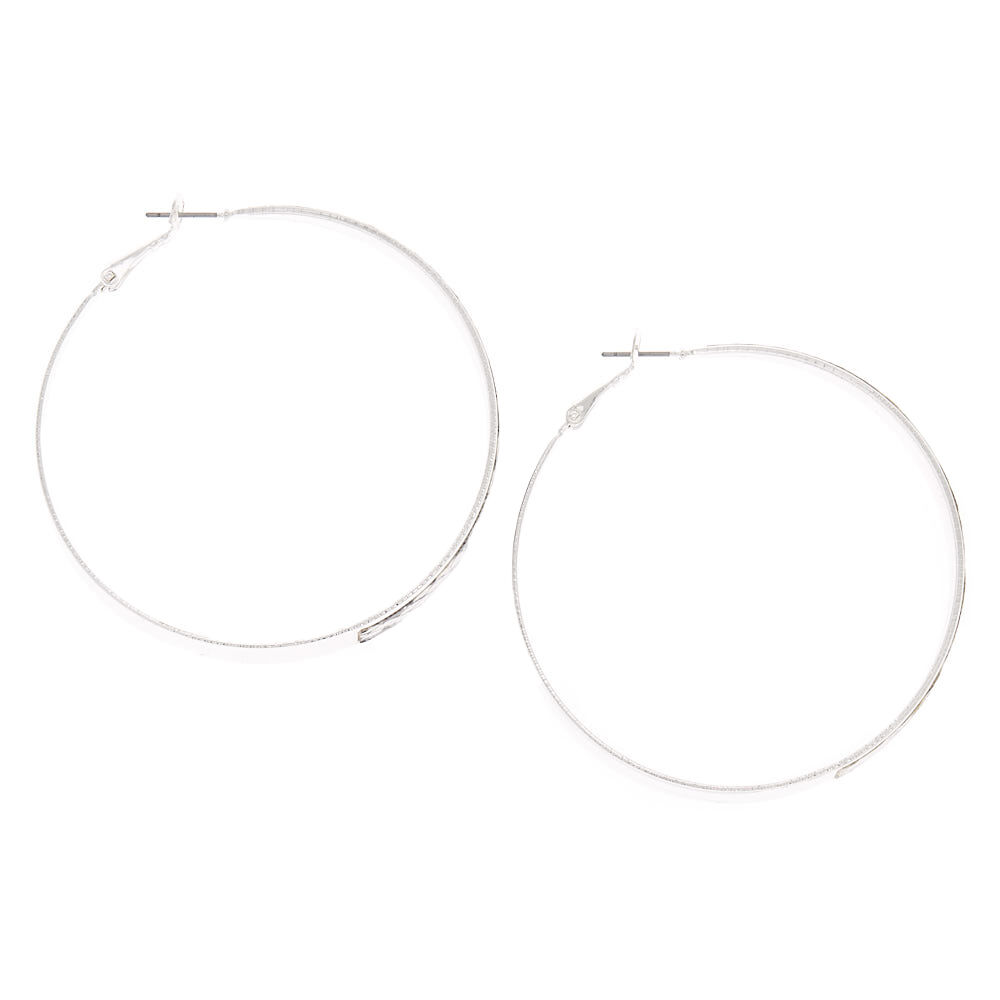 Silver 60MM Snake Skin Hoop Earrings,
