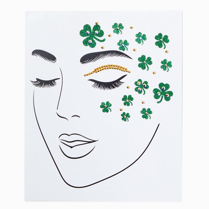 St. Patrick&#39;s Day Glitter Shamrocks Face Stickers,