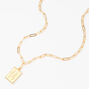 Collier &agrave; pendentif zodiaque rectangulaire couleur dor&eacute;e - Poisson,