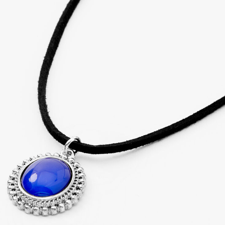 Collier &agrave; pendentif d&rsquo;humeur ovale en cordon en filigrane couleur argent&eacute;e - Noir,