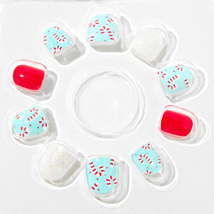 Claire&#39;s Club Candy Cane Square Press On Vegan Faux Nail Set - 10 Pack,