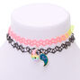 Best Friends Yin Yang Rainbow Tattoo Choker Necklaces - 2 Pack,