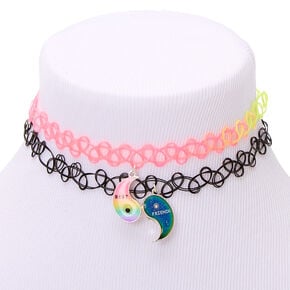 Best Friends Yin Yang Rainbow Tattoo Choker Necklaces - 2 Pack,