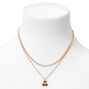 Gold Cherry Multi Strand Pendant Necklace - Red,