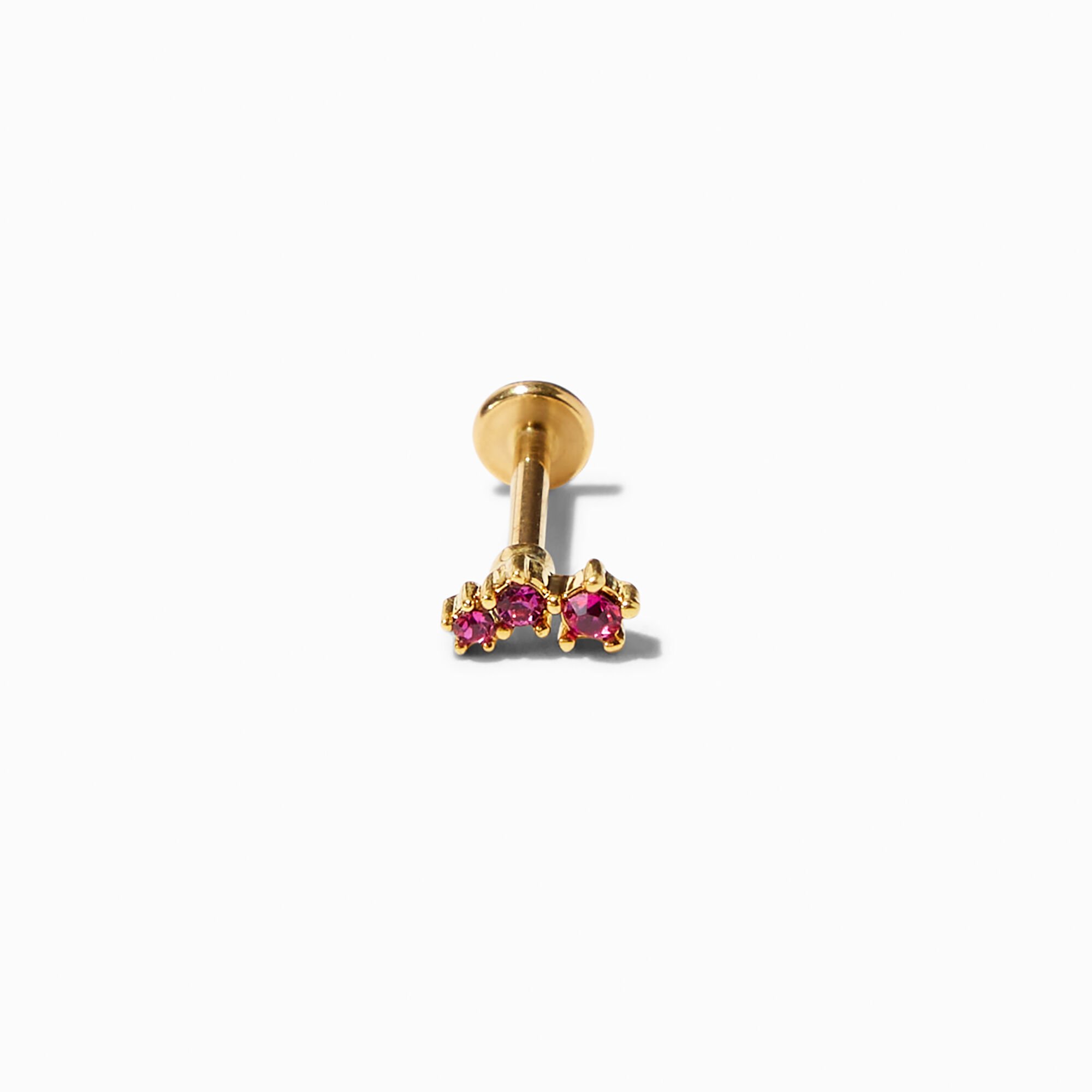Claire's Boucle d'oreille pour piercing de cartilage 16 G en titane couleur dorée étoiles fuchsia
