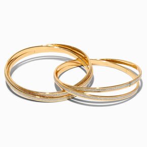 Gold-tone Glitter Bracelet Set - 4 Pack,