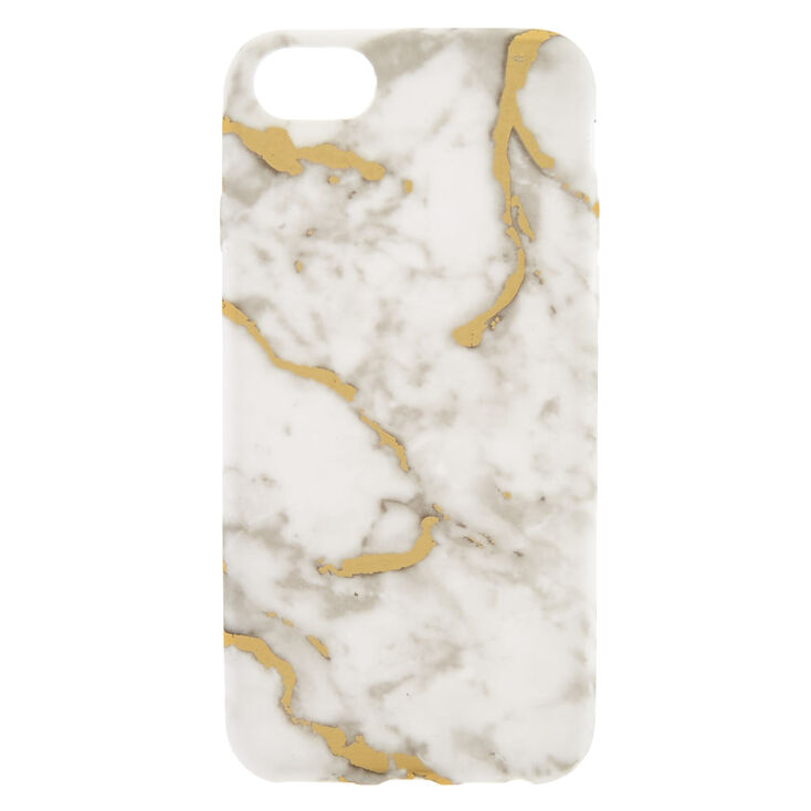 White &amp; Gold Marble Phone Case - Fits iPhone 6/7/8 Plus,