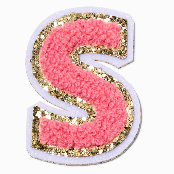 Pink S Initial Stick-On Patch,