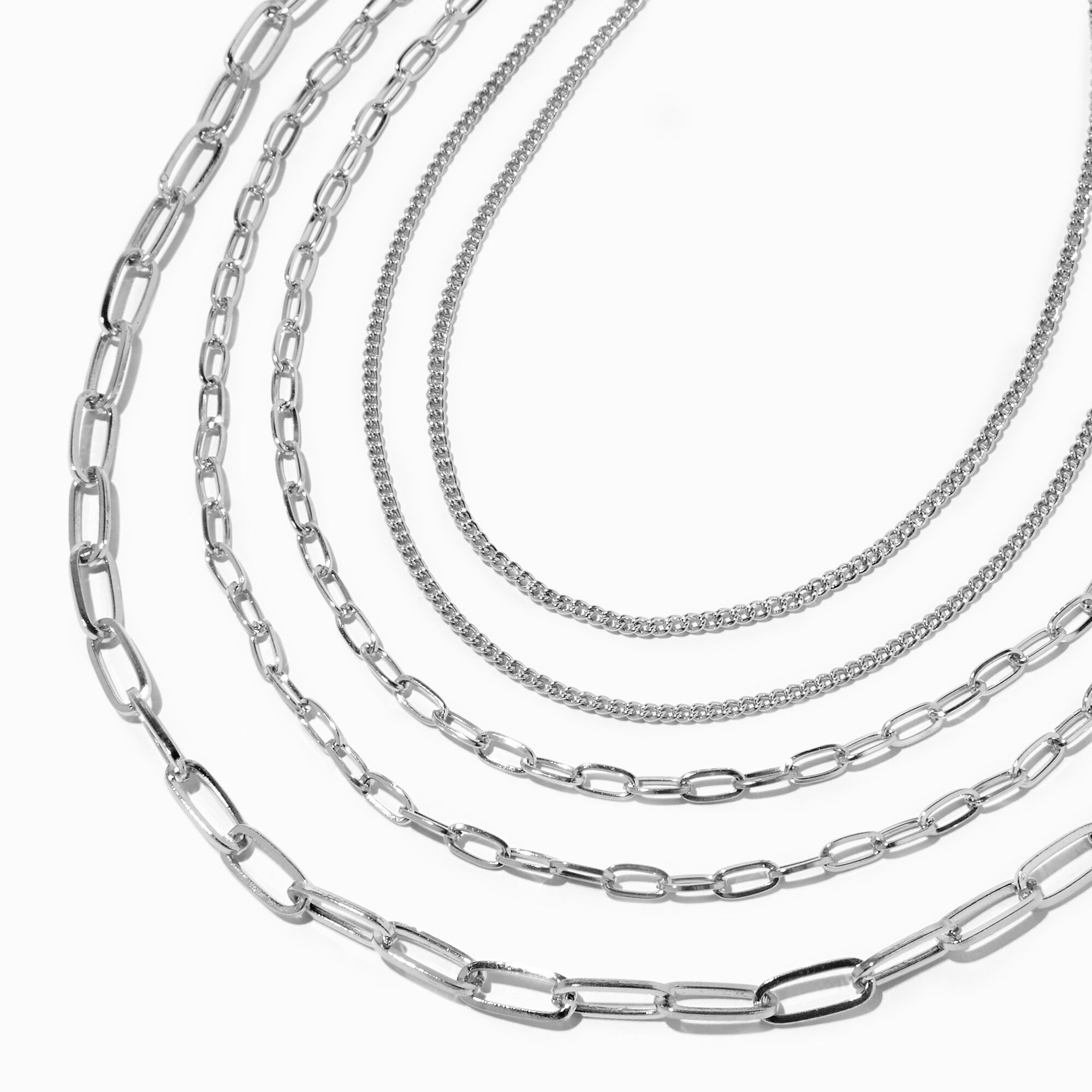 View Claires Tone Paperclip Chain MultiStrand Necklace Silver information