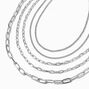 Silver-tone Paperclip Chain Multi-Strand Necklace,