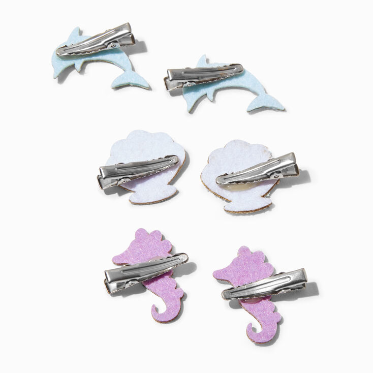 Claire&#39;s Club Glitter Sea Critter Hair Clips - 6 Pack,