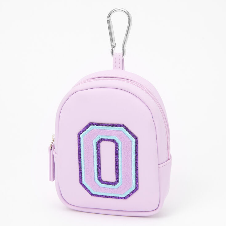 Purple Varsity Initial Mini Backpack Keychain - O,