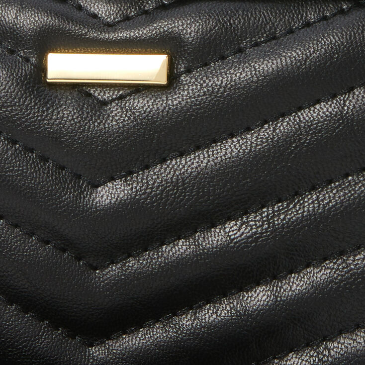 Black Quilted Camera Style Crossbody Bag,