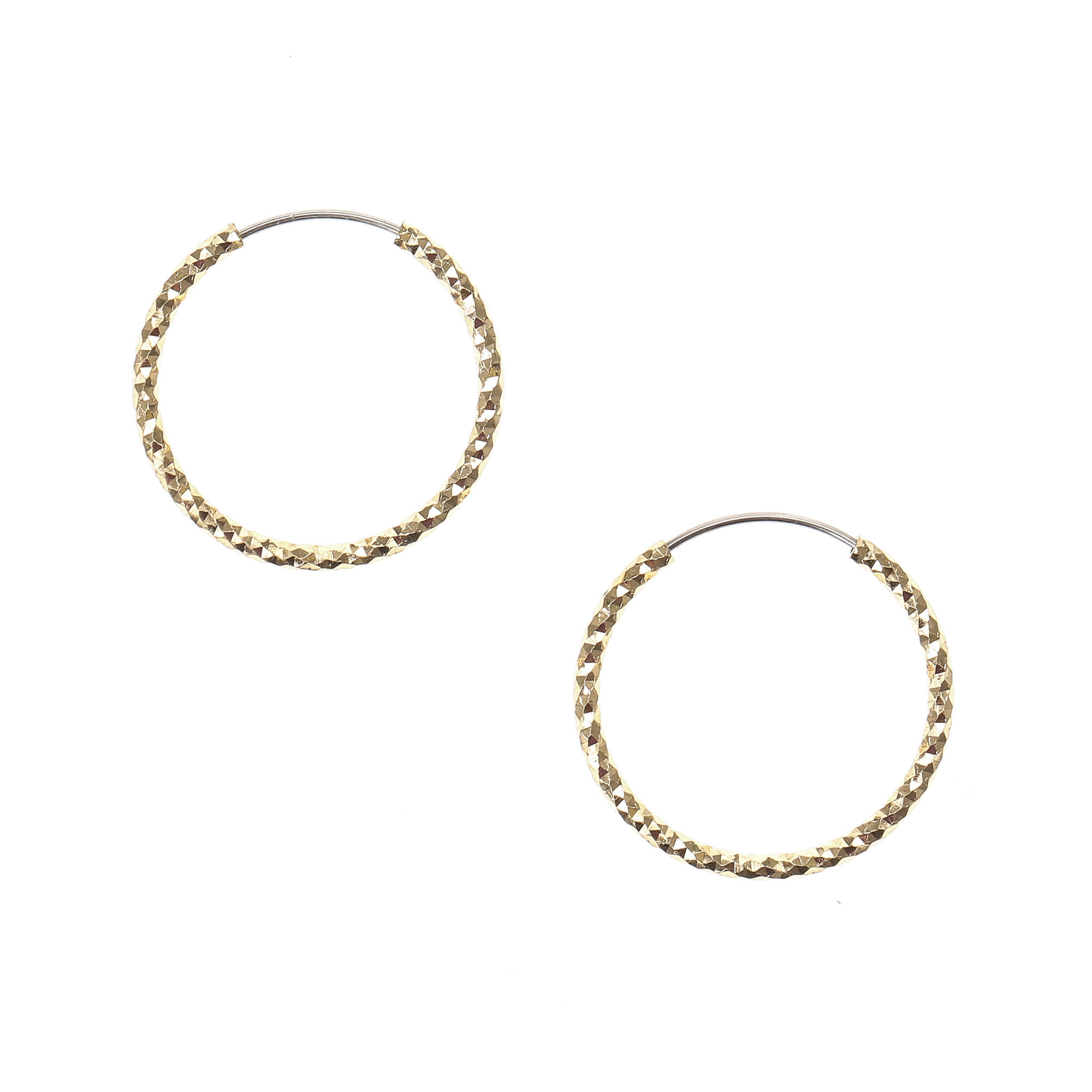 View Claires Tone Laser Cut 20MM Hoop Earrings Gold information