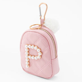 Initial Pearl Mini Backpack Keyring - Blush Pink, P,