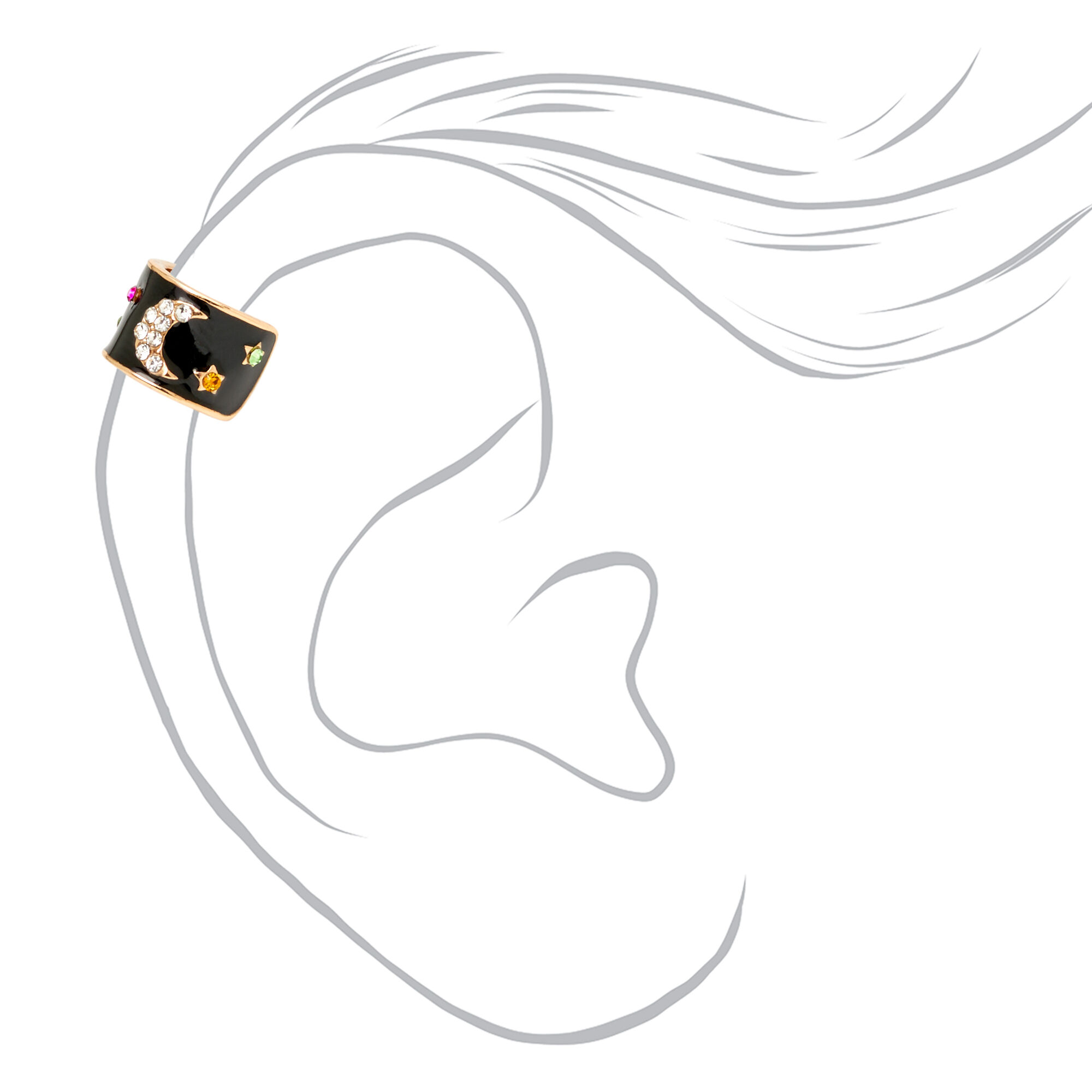 Gold Embellished Moon & Stars Ear Cuff,