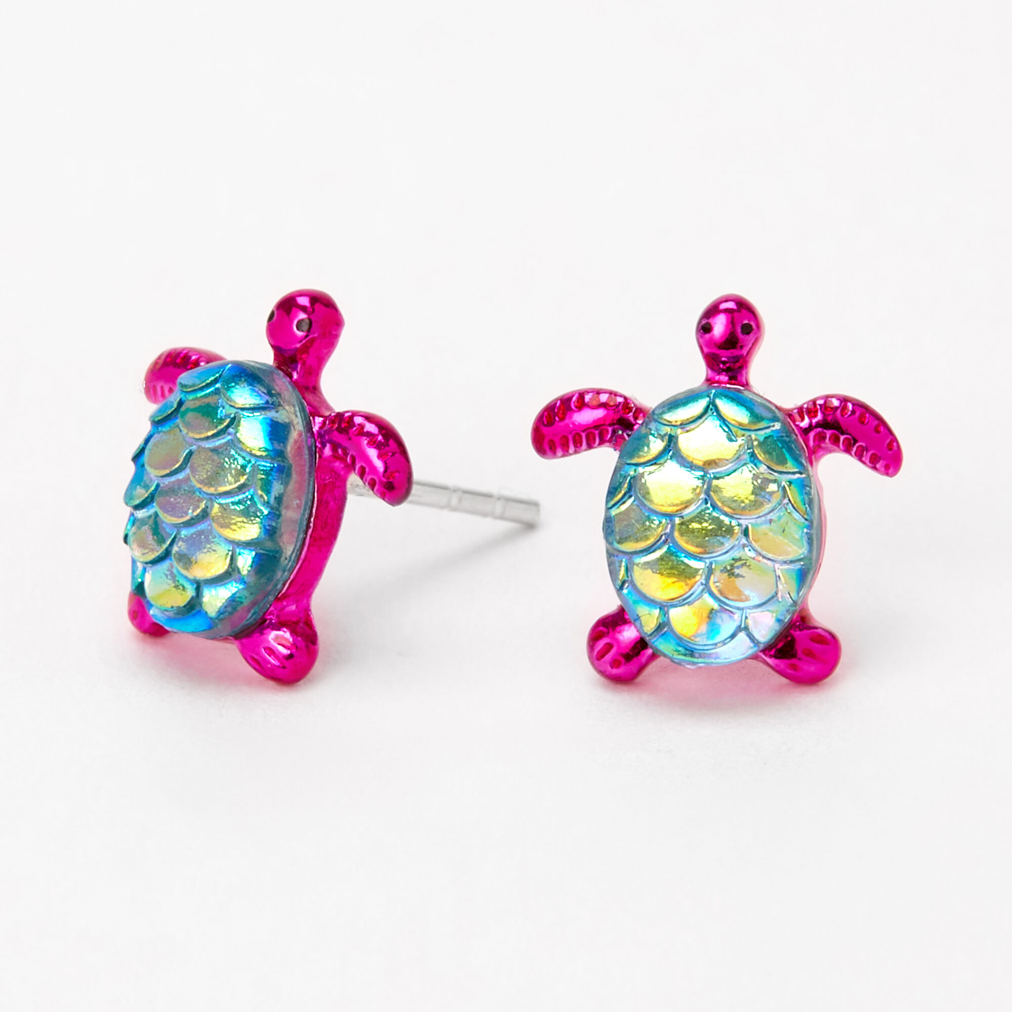 View Claires Mermaid Turtle Stud Earrings Purple Silver information