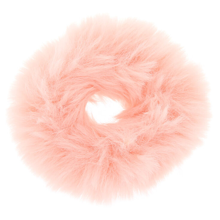 Chouchou en fausse fourrure rose tendre,