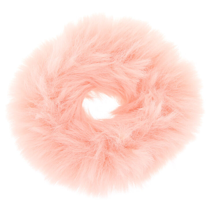 Medium Faux Fur Hair Scrunchie - Blush Pink,