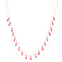 Gold Pink Tassel Statement Necklace,