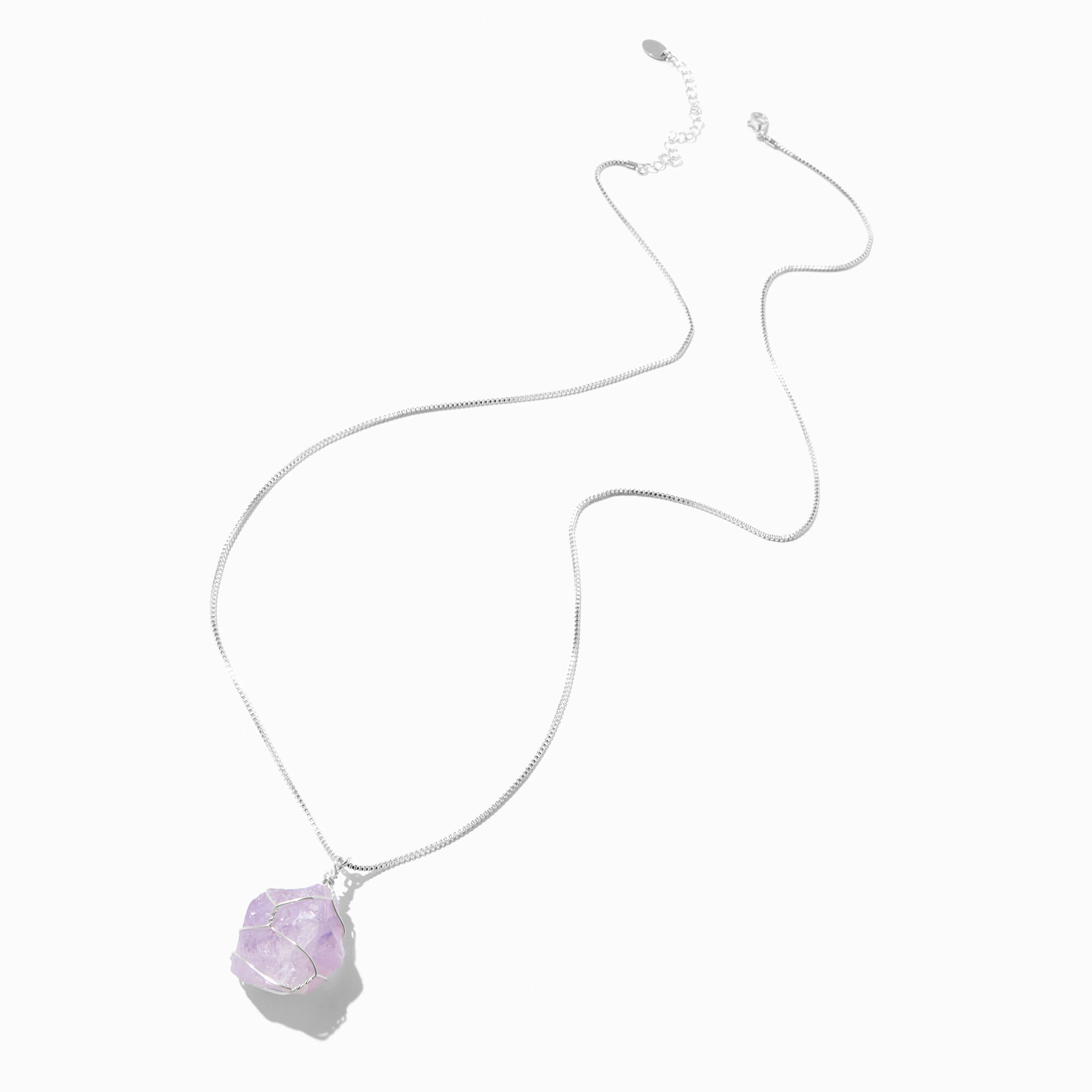 Wire-Wrapped Purple Crystal Amethyst Long Pendant Necklace ,