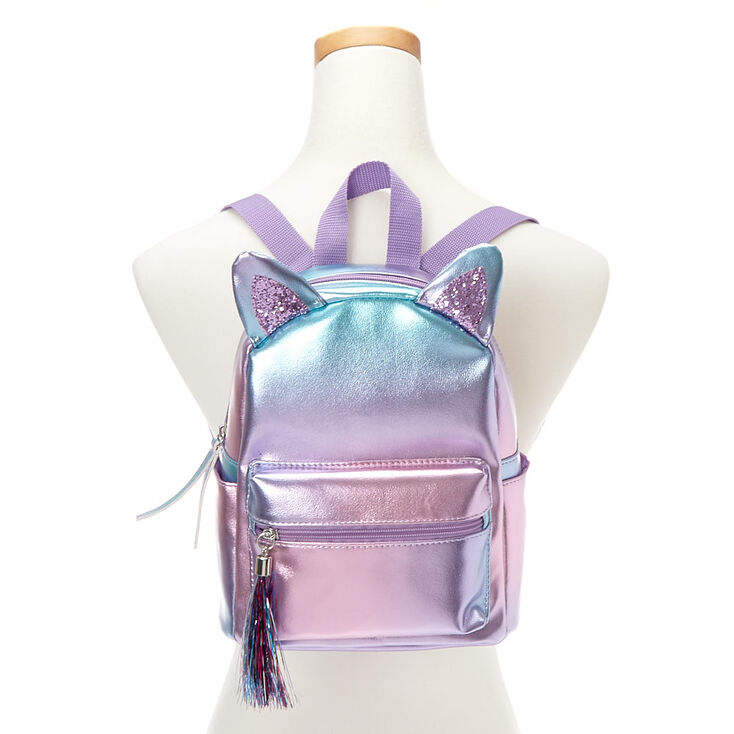Mini Holographic Ombre Cat Ears Backpack,