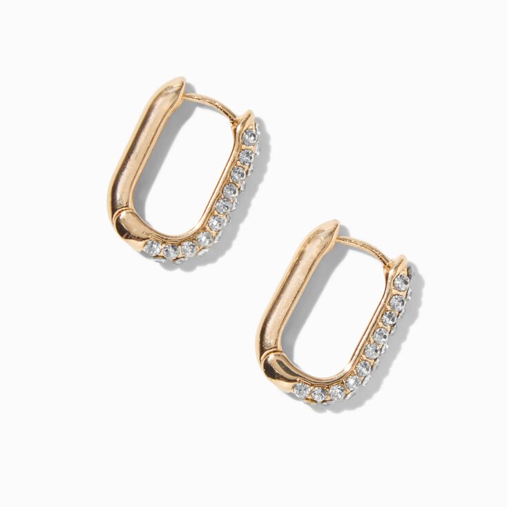 Cr&eacute;oles &agrave; charni&egrave;re oblongues en pav&eacute; strass couleur dor&eacute;e,