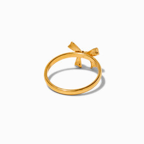 Gold-tone Stainless Steel Bow Ring ,