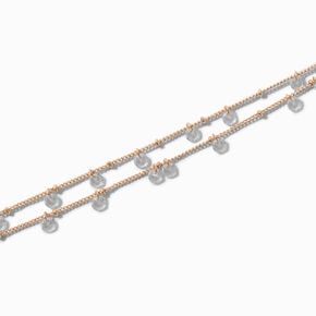Gold Double Row Cubic Zirconia Confetti Chain Bracelet,