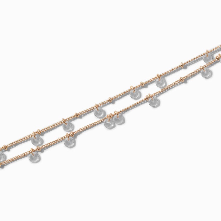Gold-tone Double Row Cubic Zirconia Confetti Chain Bracelet,