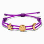 Gold-tone Star, Happy Face &amp; Moon Charm Purple Bolo Bracelet,