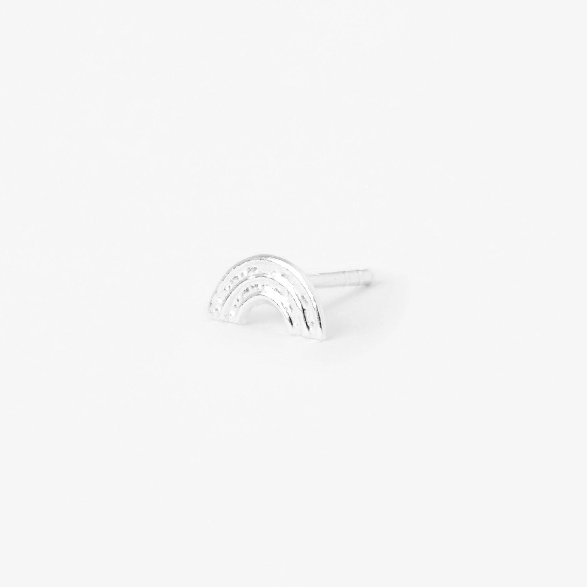 Sterling Silver One Rainbow Stud Earring,