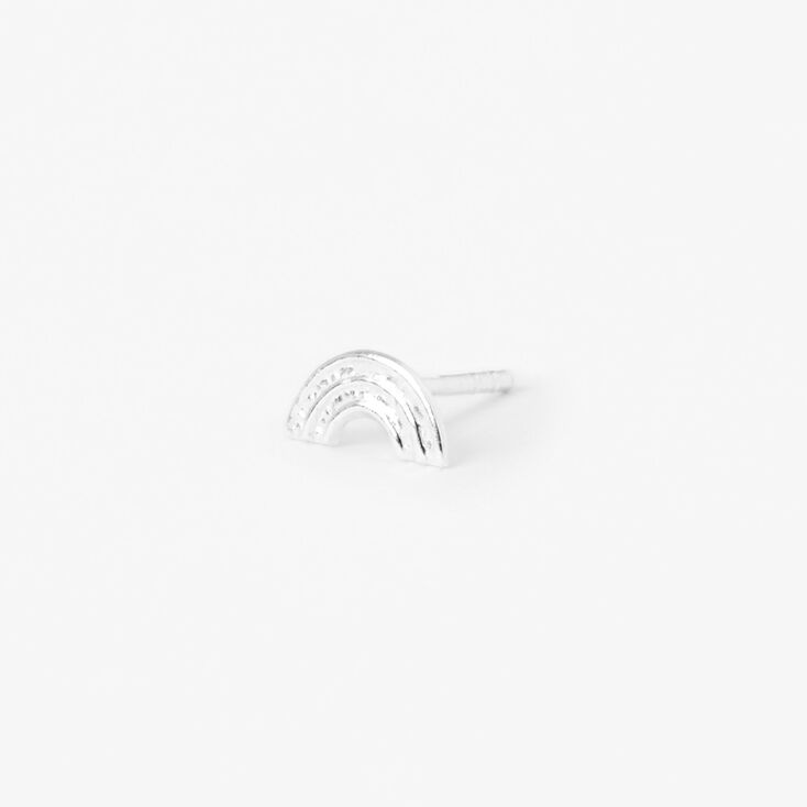 Sterling Silver One Rainbow Stud Earring,