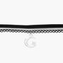 Silver Crescent Moon Star Lace Choker Necklace - Black,